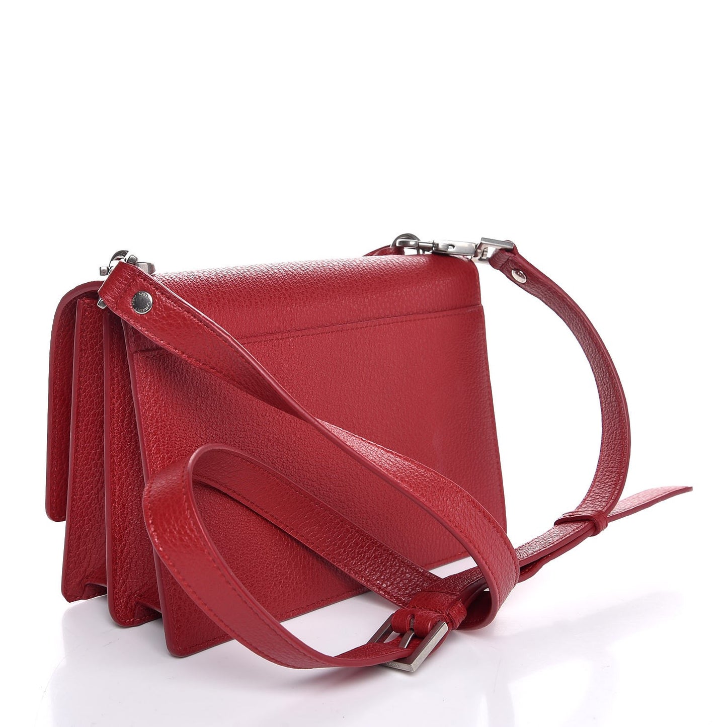 Grained Calfskin Medium Monogram Sunset Satchel Red