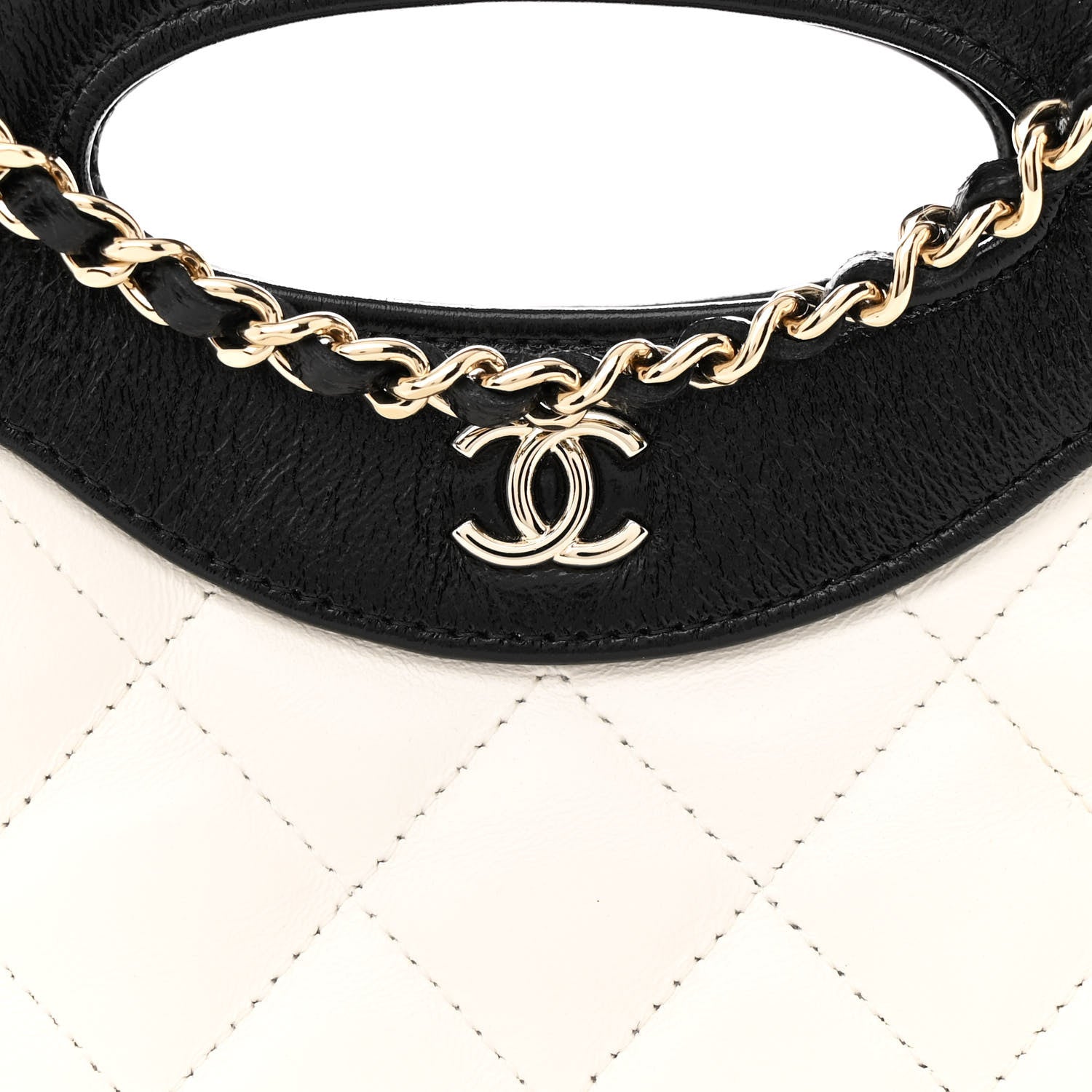 Chanel Shiny Crumpled Calfskin Quilted Nano 31 Shopping Bag White Black 8 of 11