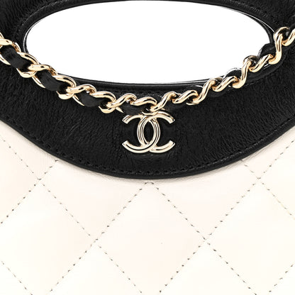 Chanel Shiny Crumpled Calfskin Quilted Nano 31 Shopping Bag White Black 8 of 11