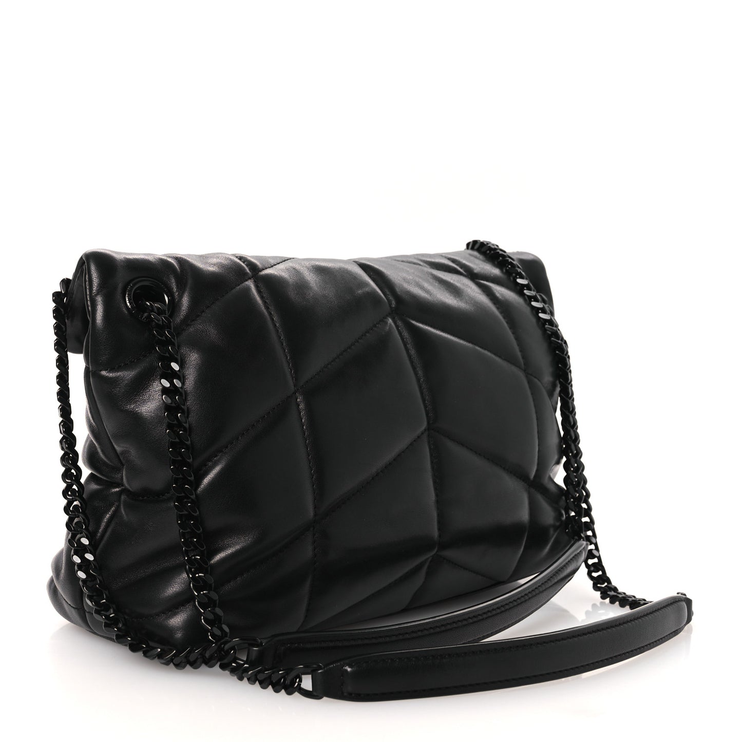 Lambskin Quilted Toy Loulou Puffer Monogram Monochrome Chain Satchel Black
