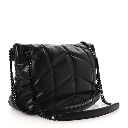 Saint Laurent Lambskin Quilted Toy Loulou Puffer Monogram Monochrome Chain Satchel Black 4 of 23