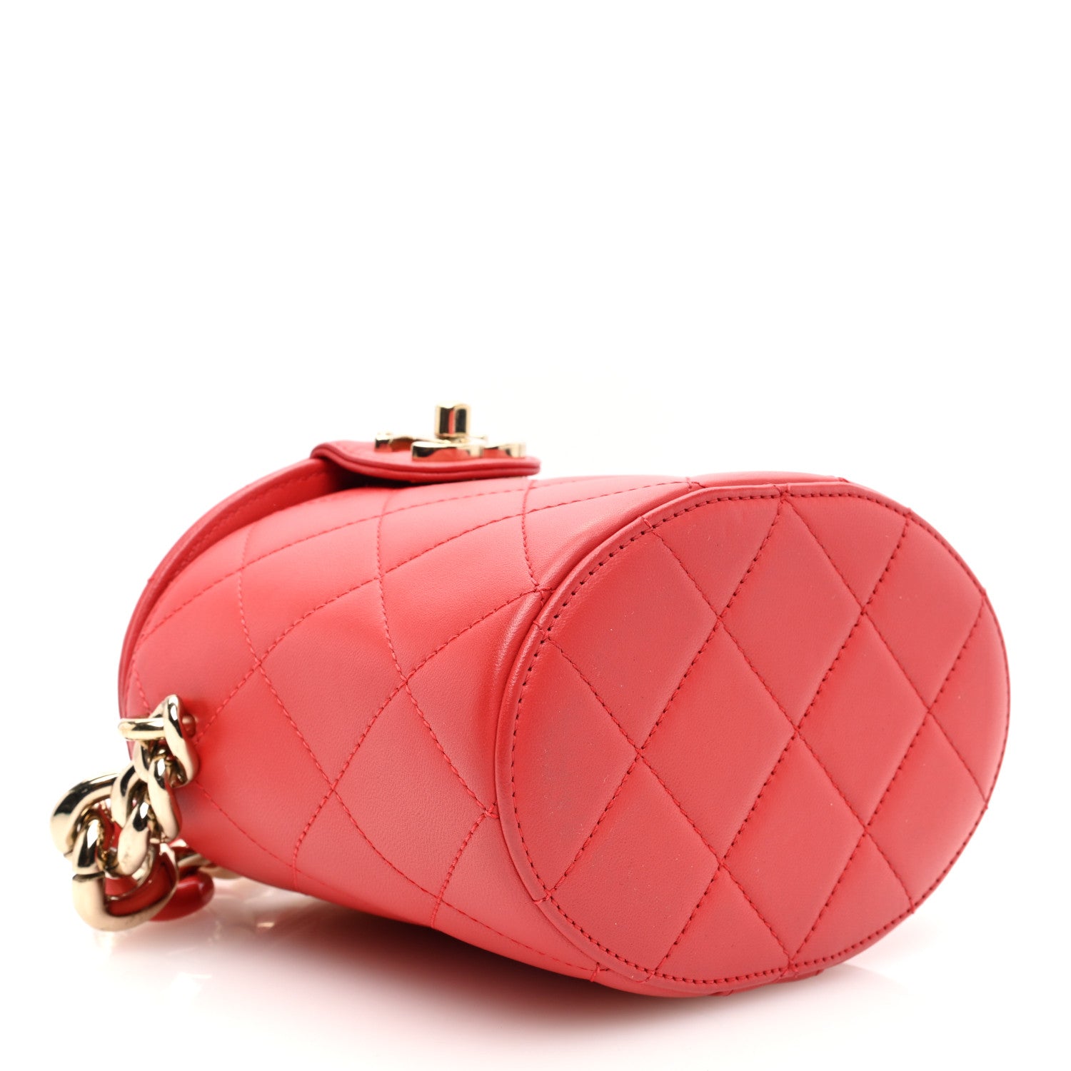 Chanel Lambskin Resin Elegant Chain Vanity Case Red 4 of 11