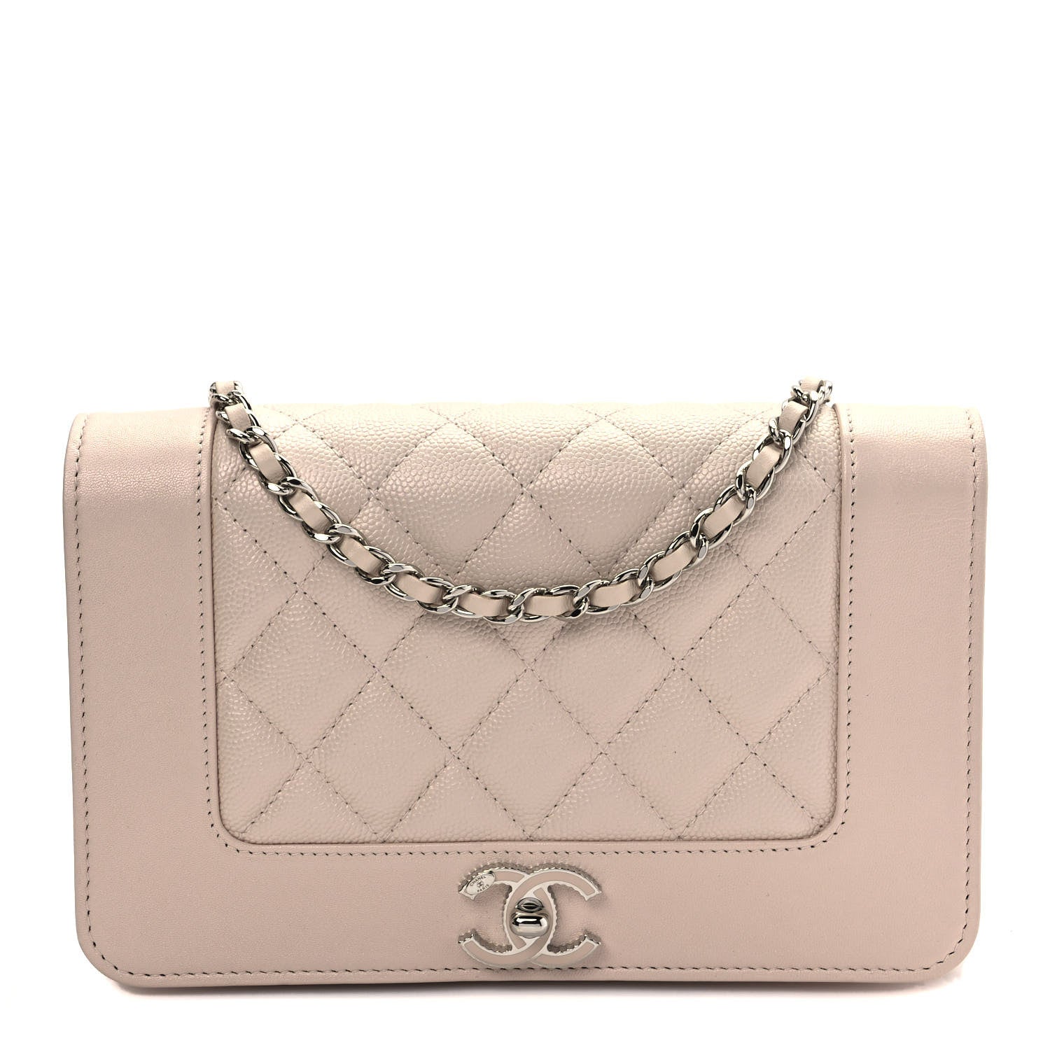 Chanel Caviar Quilted Vintage Mademoiselle Wallet On Chain WOC Beige 1 of 9