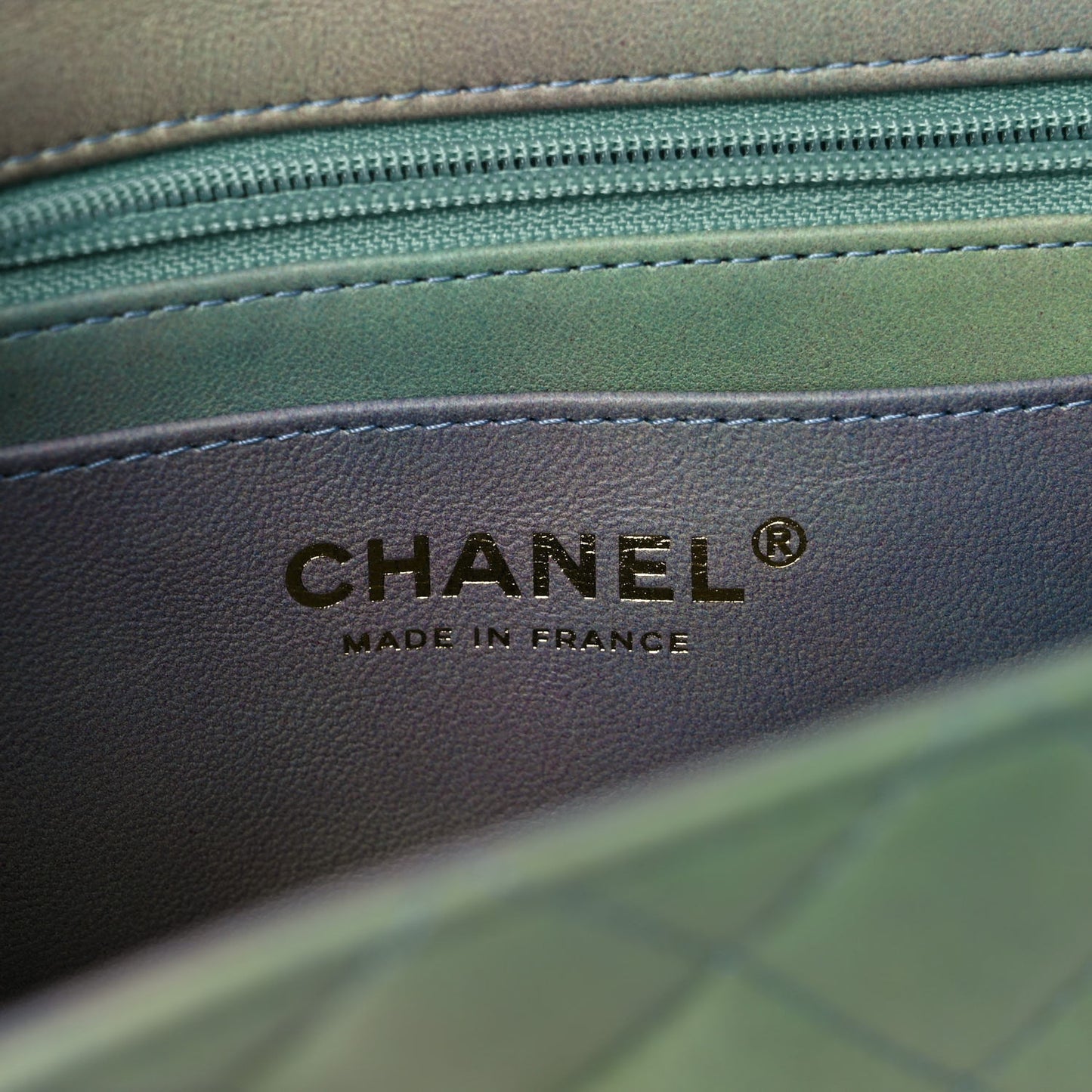 Lambskin Quilted Ombre Mini Top Handle Rectangular Flap Blue Green