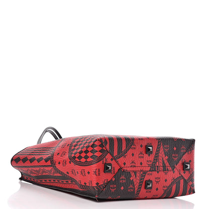MCM Visetos Baroque Print Kira North South Shopper Tote Red 4 of 13