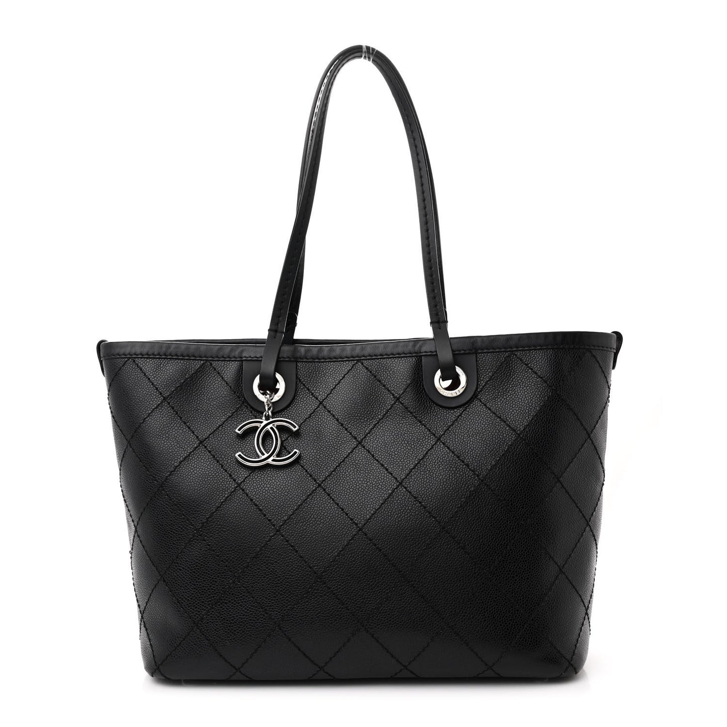 Grained Calfskin Shopping Fever Tote Black