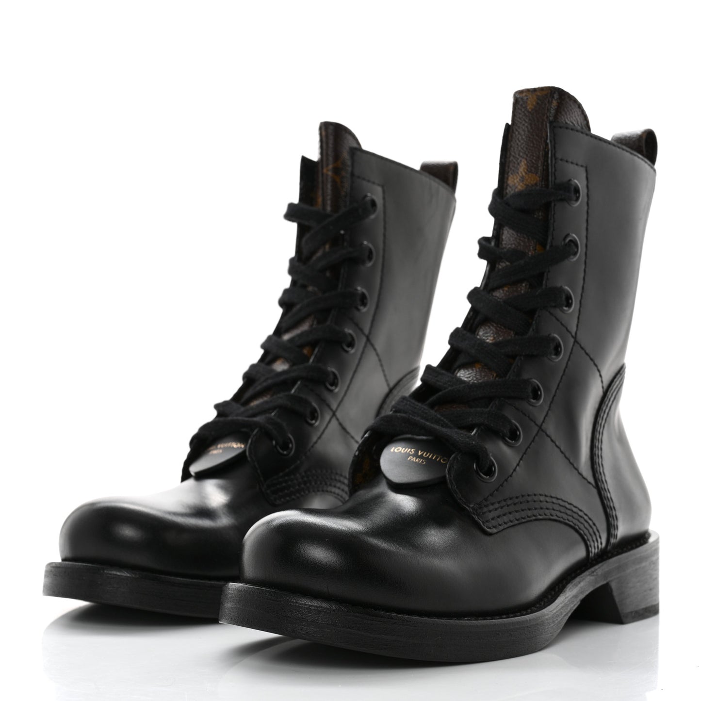 Calfskin Monogram Metropolis Flat Ranger Boots 36 Black