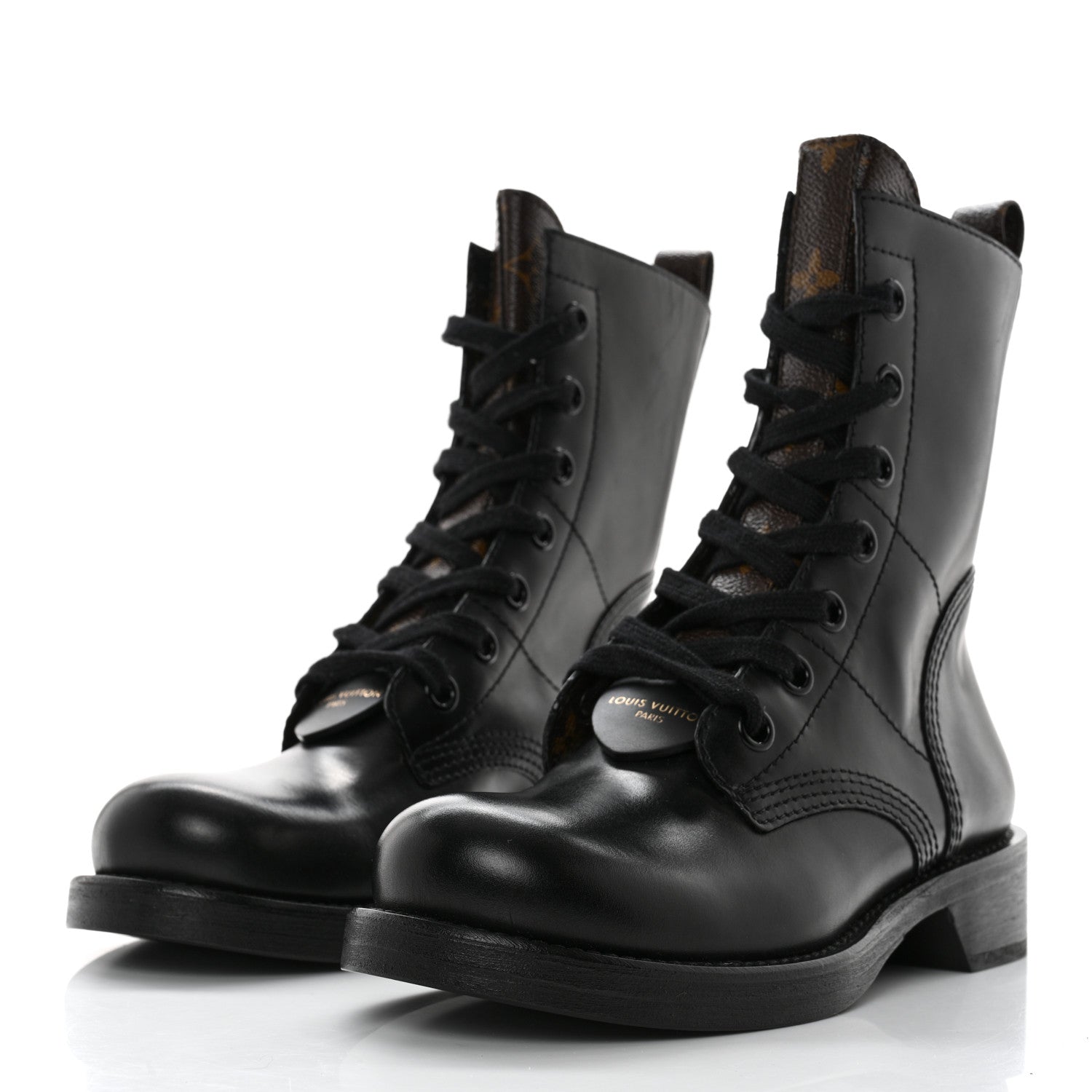 Louis Vuitton Calfskin Monogram Metropolis Flat Ranger Boots 36 Black 3 of 8