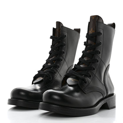 Louis Vuitton Calfskin Monogram Metropolis Flat Ranger Boots 36 Black 3 of 8
