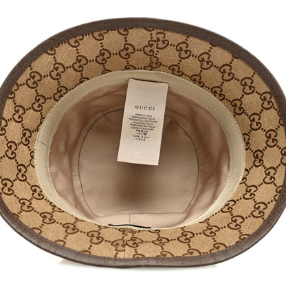 Gucci Monogram Textured Dollar Calfskin GG Jago Bucket Hat Cacao Beige 6 of 7