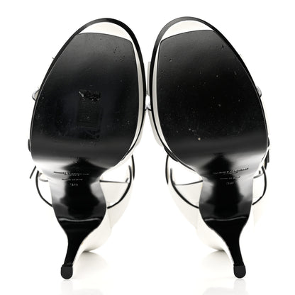 Saint Laurent Calfskin Tribute 105 Platform Sandals 38 White Black 5 of 11