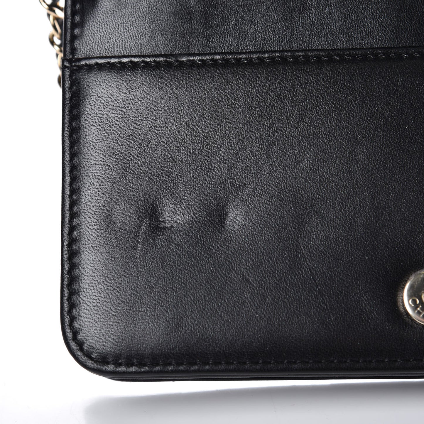 Lambskin Quilted Pearl Wallet On Chain WOC Black