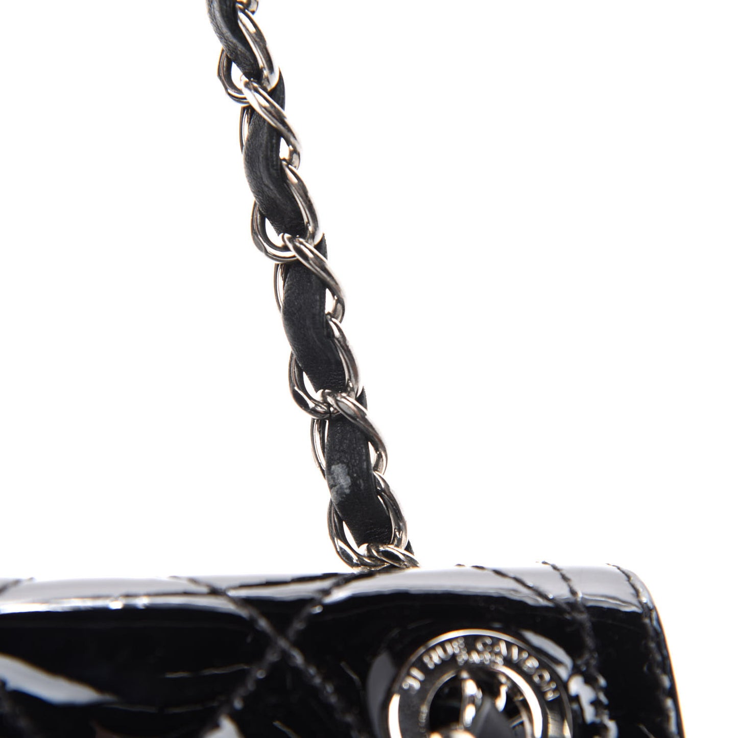 Patent Quilted Large Coco Shine Flap Black