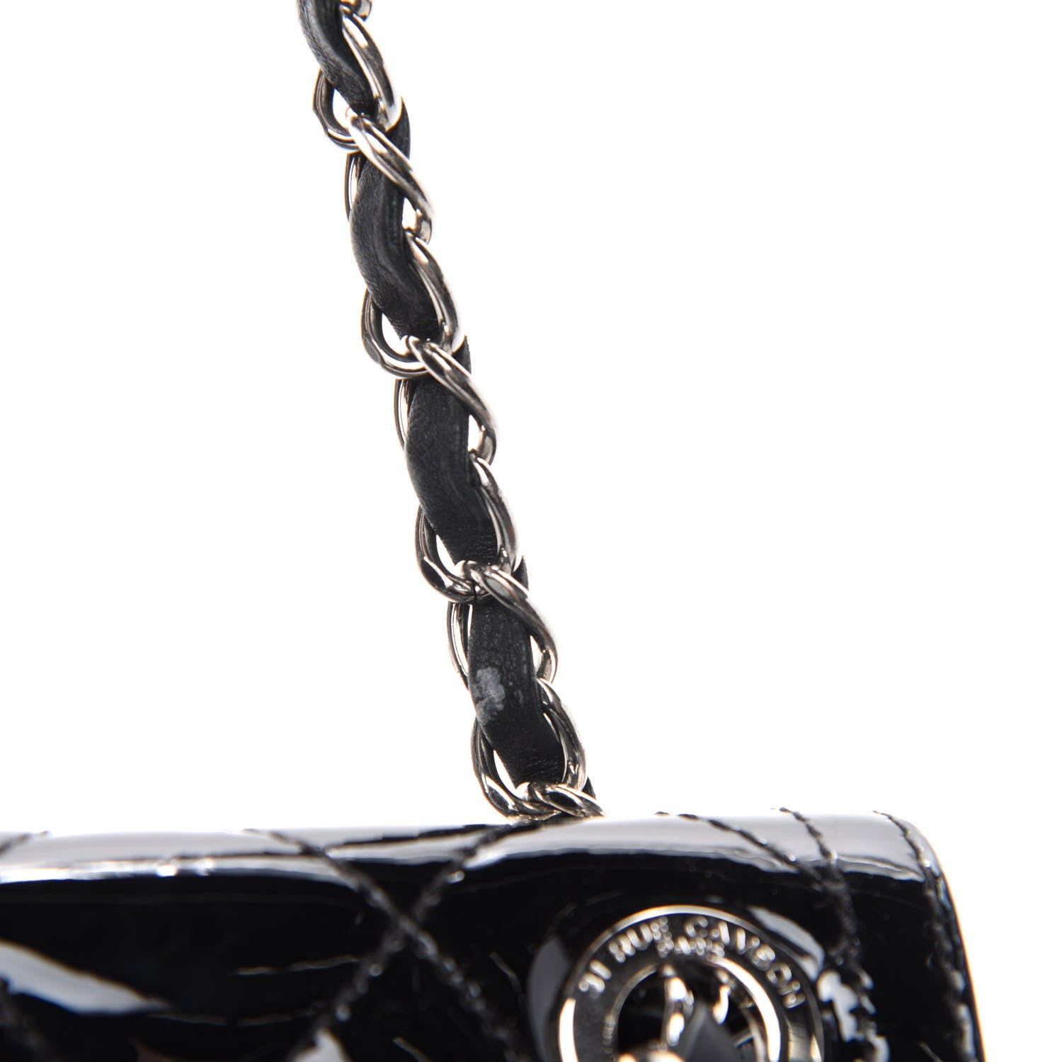 Chanel Patent Quilted Large Coco Shine Flap Black 12 of 20