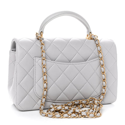 Chanel Lambskin Quilted Mini Top Handle Rectangular Flap Grey 2 of 4