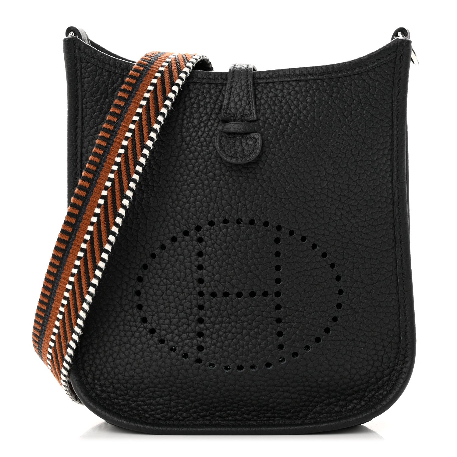 Hermes Taurillon Clemence Amazone Sangle Cavale Evelyne TPM Black Noisette 1 of 11