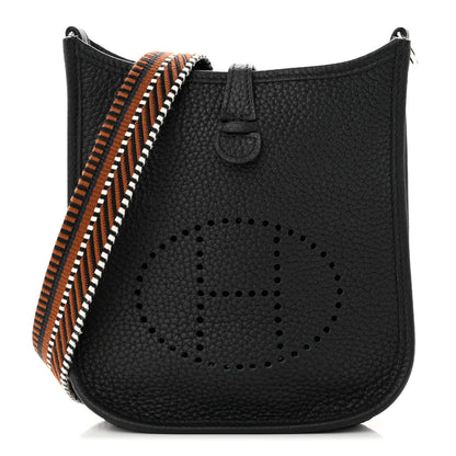 Hermes Taurillon Clemence Amazone Sangle Cavale Evelyne TPM Black Noisette 1 of 11