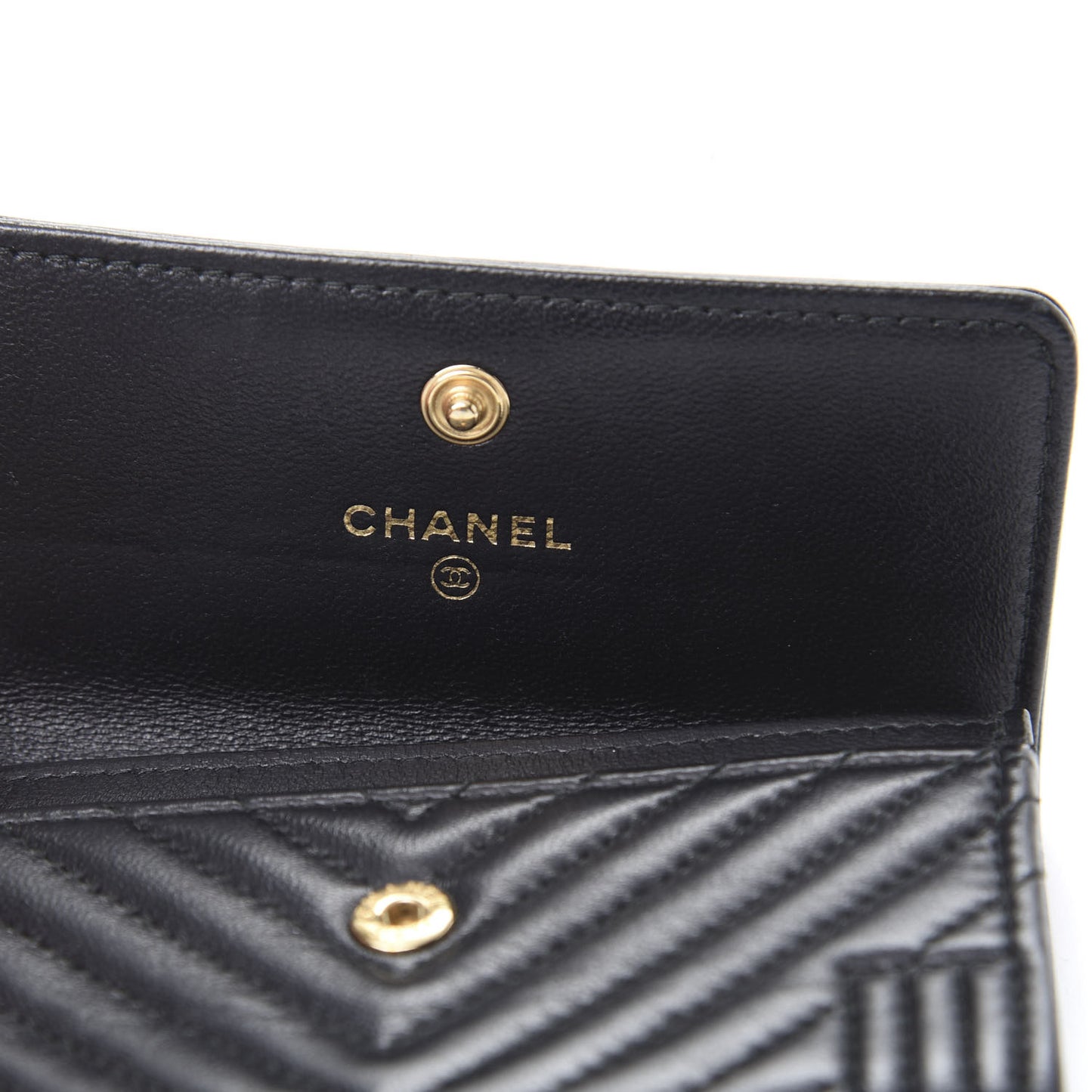 Lambskin Chevron Quilted Boy Card Holder Wallet Black