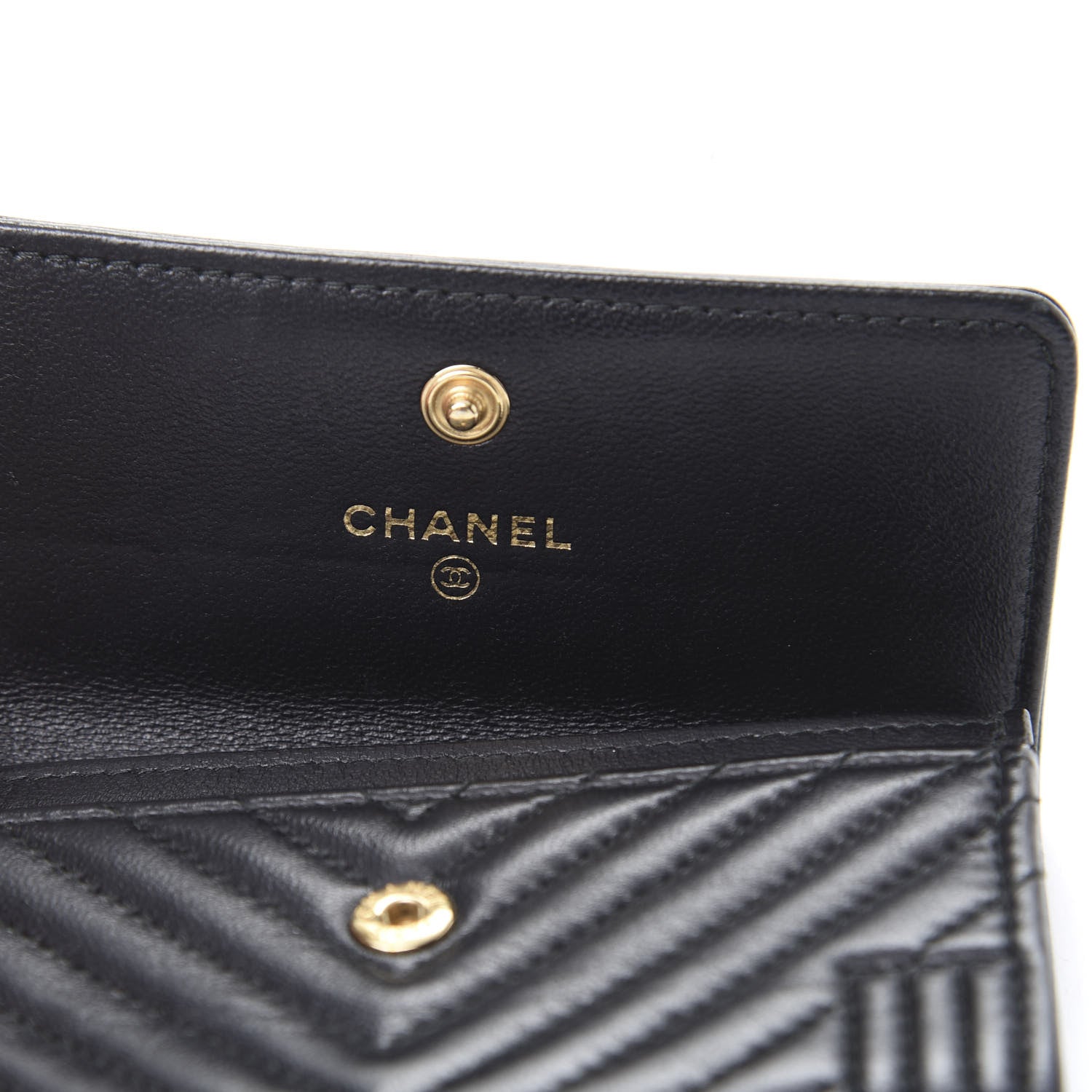 Chanel Lambskin Chevron Quilted Boy Card Holder Wallet Black 6 of 9