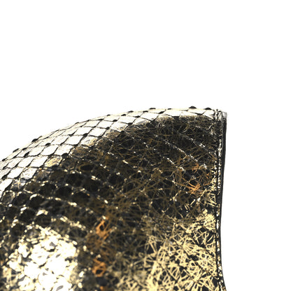 Chanel Metallic Snakeskin Studded CC T-Strap Wedges 37 Gold Black 10 of 11