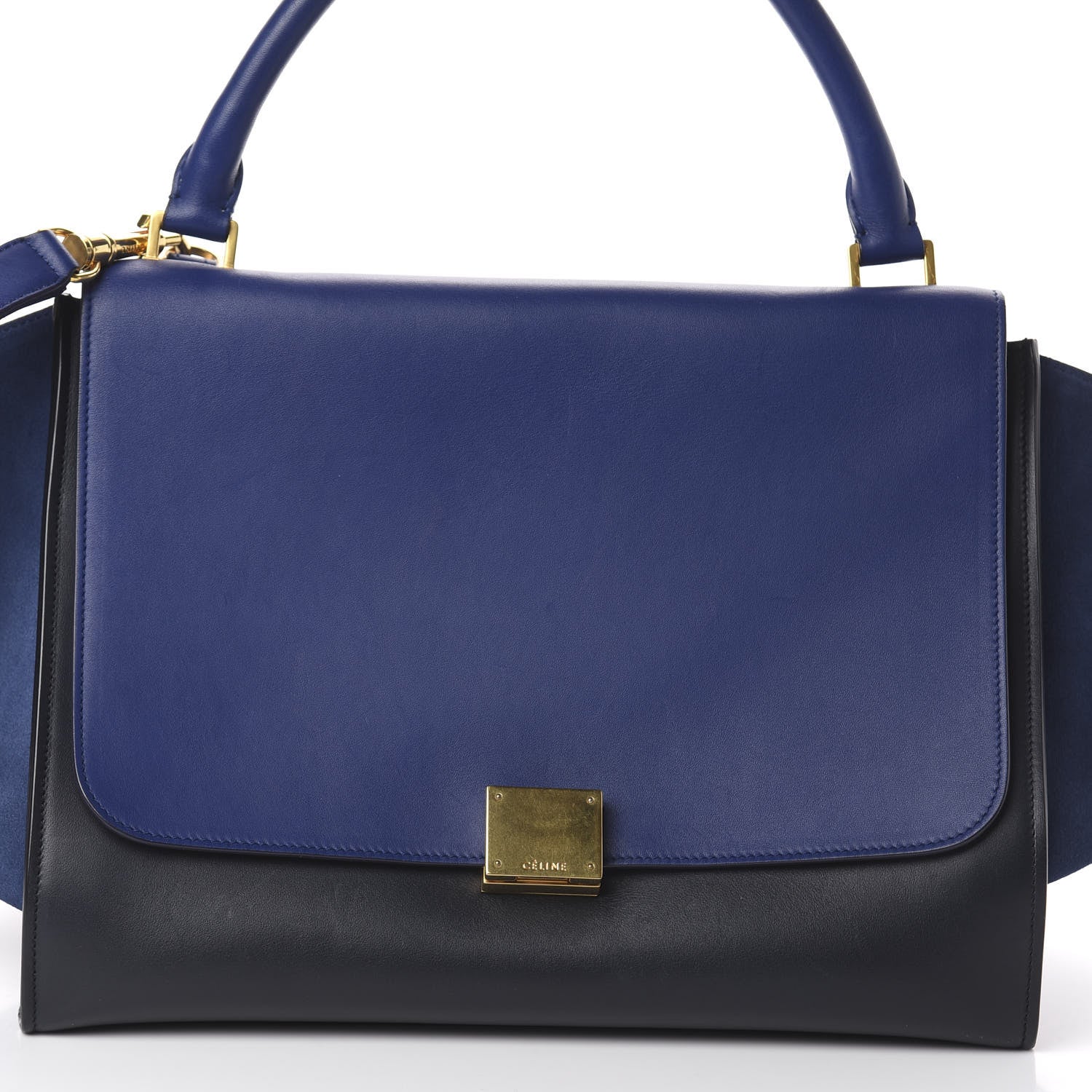 Celine Smooth Calfskin Suede Medium Tri-Color Trapeze Cobalt 6 of 8