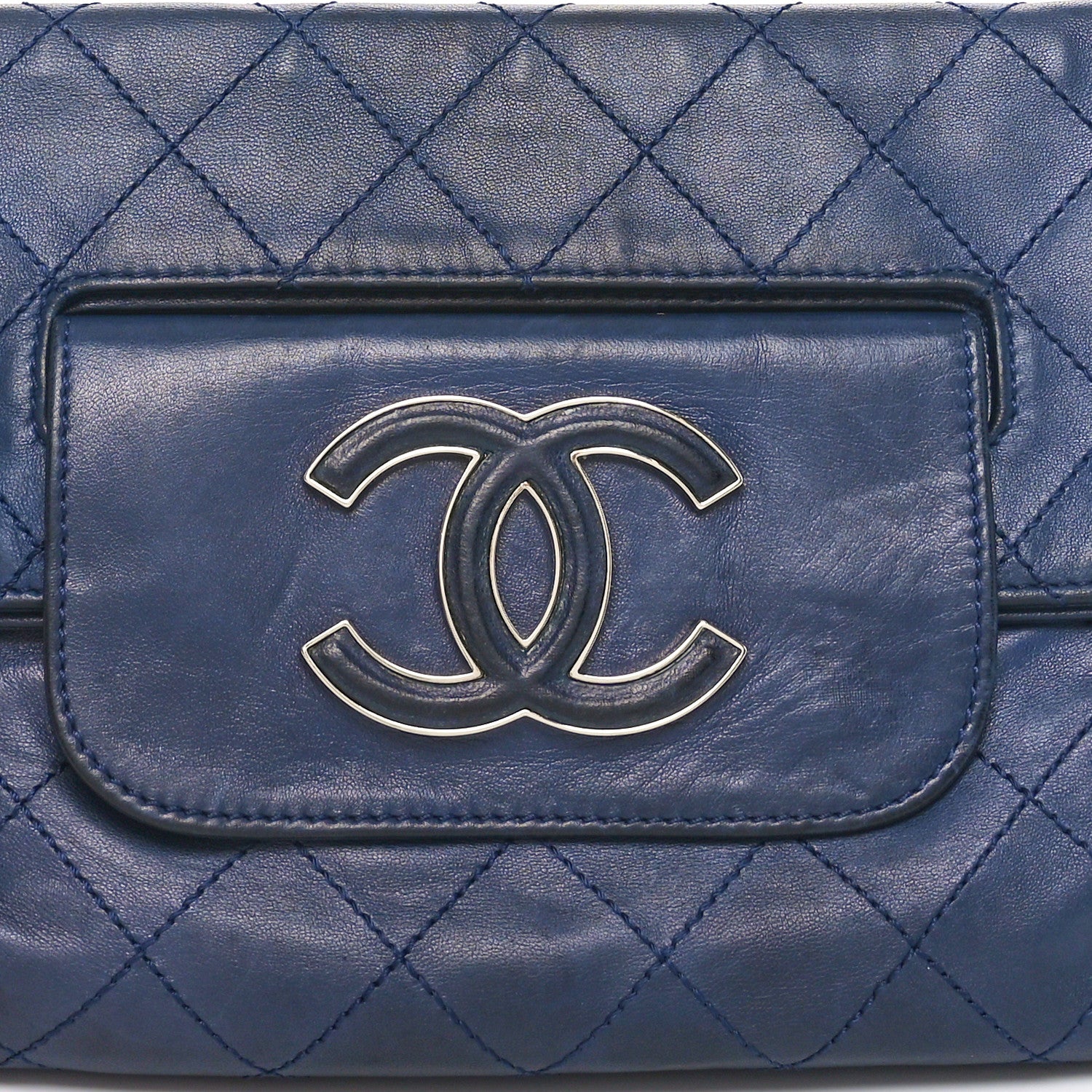 Chanel Lambskin Diamond Stitch Convertible Clutch Navy 9 of 11