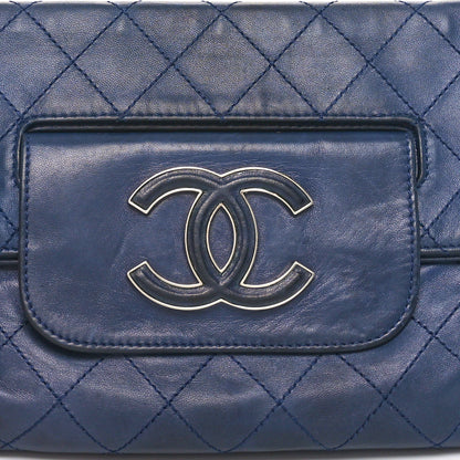 Chanel Lambskin Diamond Stitch Convertible Clutch Navy 9 of 11