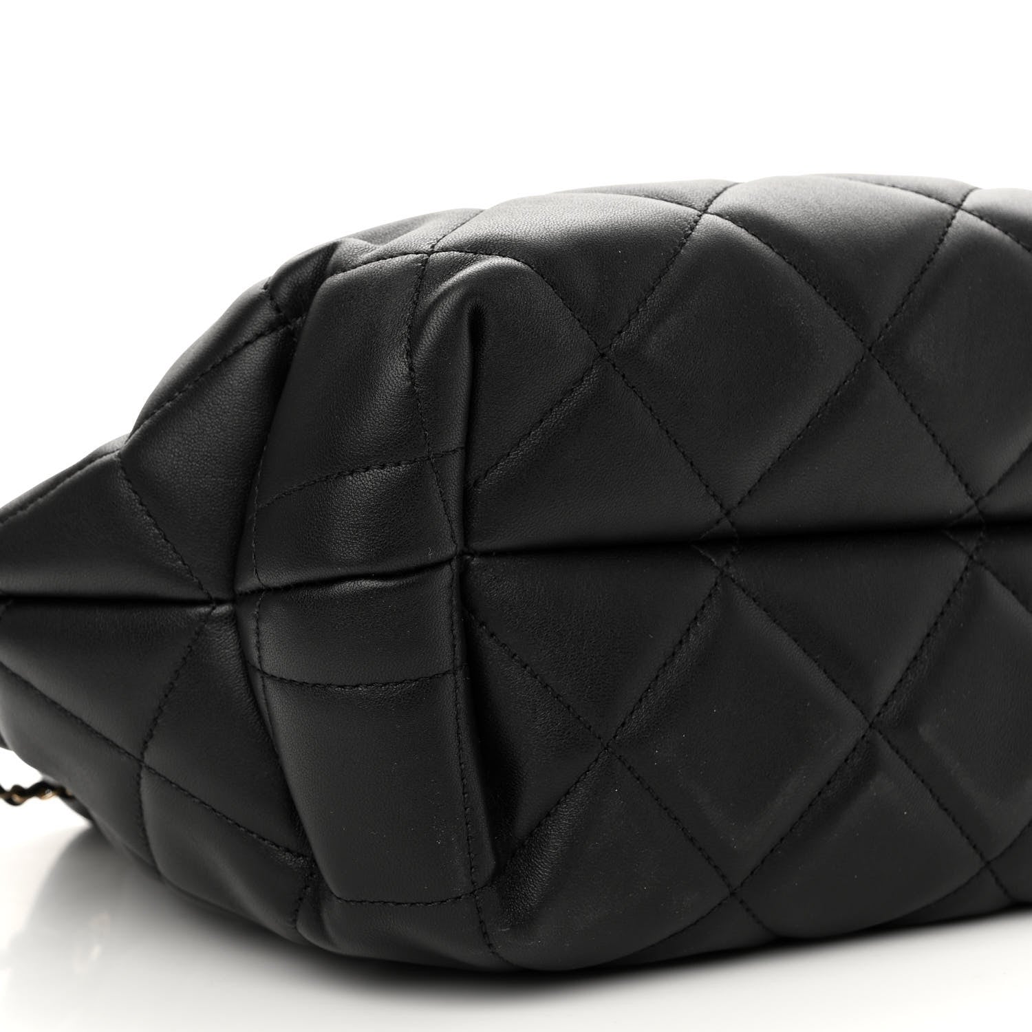 Chanel Lambskin Quilted CC Dweller Drawstring Bucket Bag Black 9 of 11