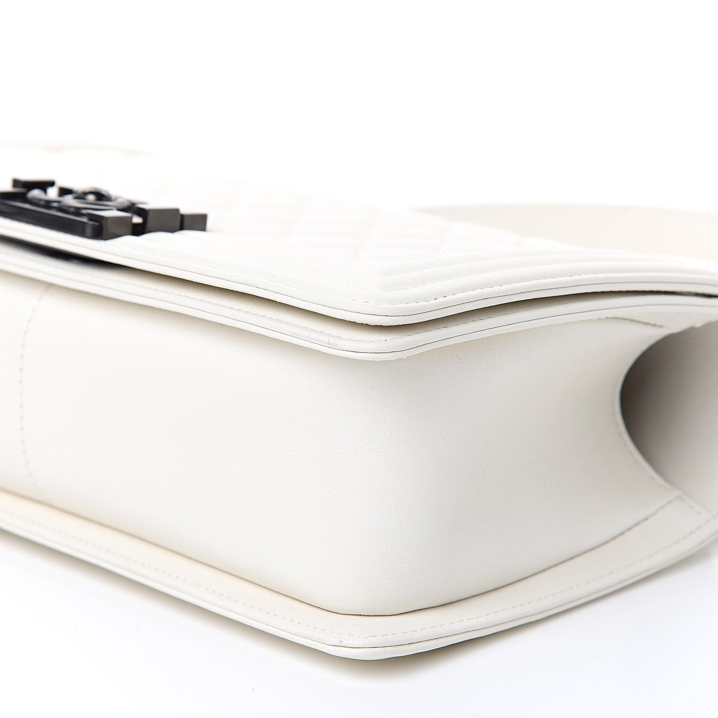 Calfskin Quilted Medium Boy Flap White