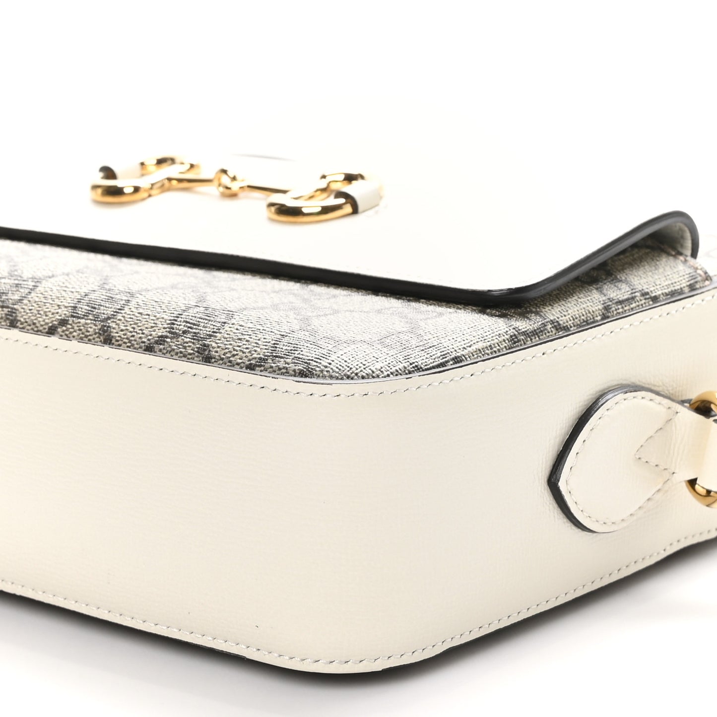 GG Supreme Monogram Small Horsebit 1955 Shoulder Bag Beige Mystic White