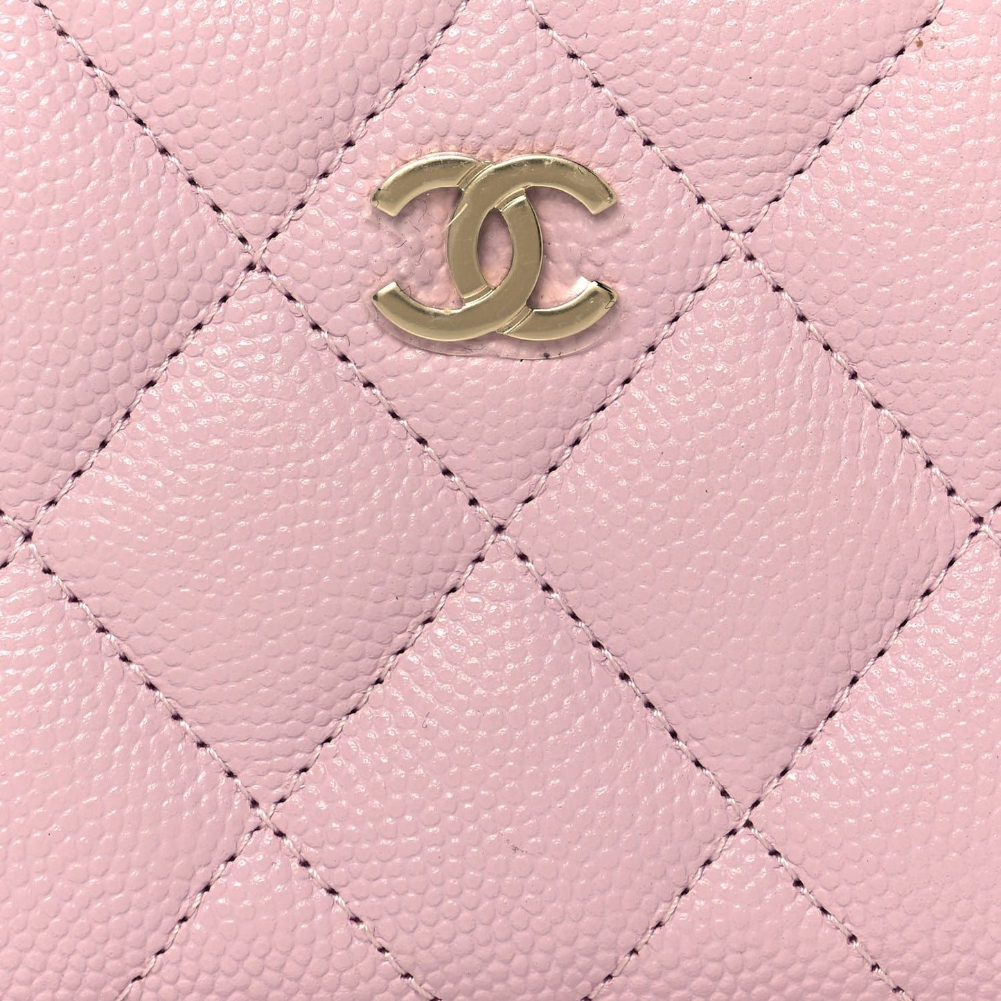 Caviar Quilted Zip Coin Purse Light Pink