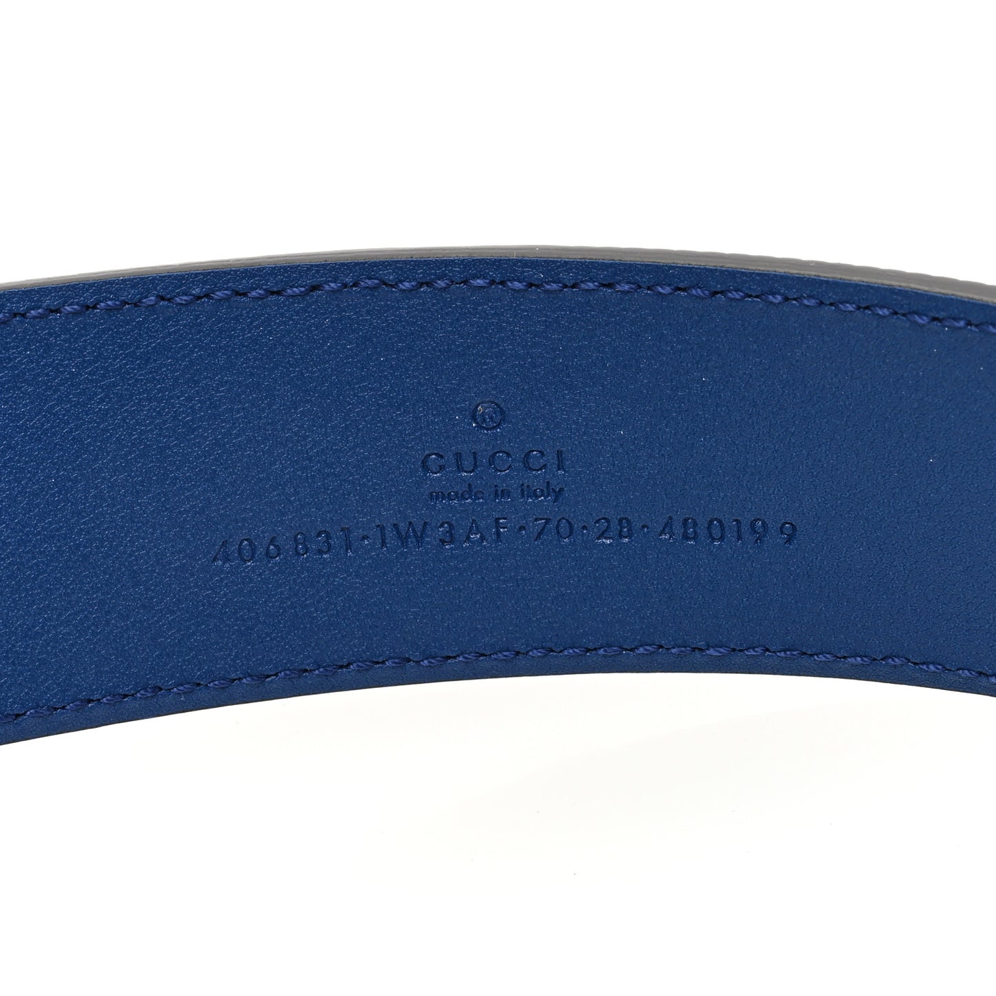Calfskin GG Tennis Embossed Double G 40mm Belt 70 28 Intense Metal Blue
