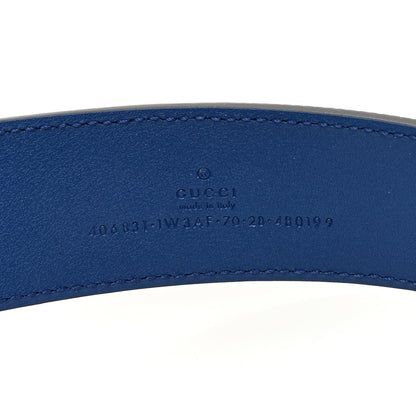 Gucci Calfskin GG Tennis Embossed Double G 40mm Belt 70 28 Intense Metal Blue 3 of 4