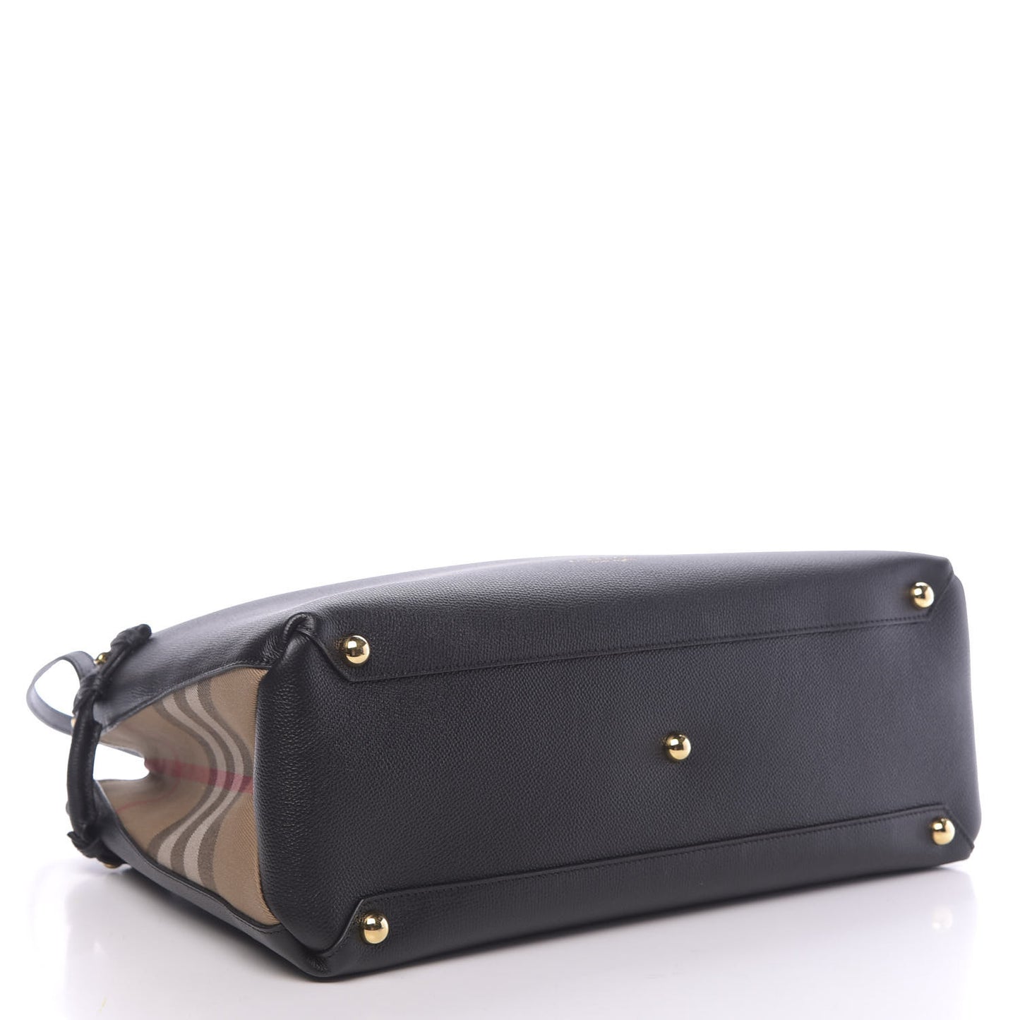 Grainy Calfskin House Check Large Banner Tote Black