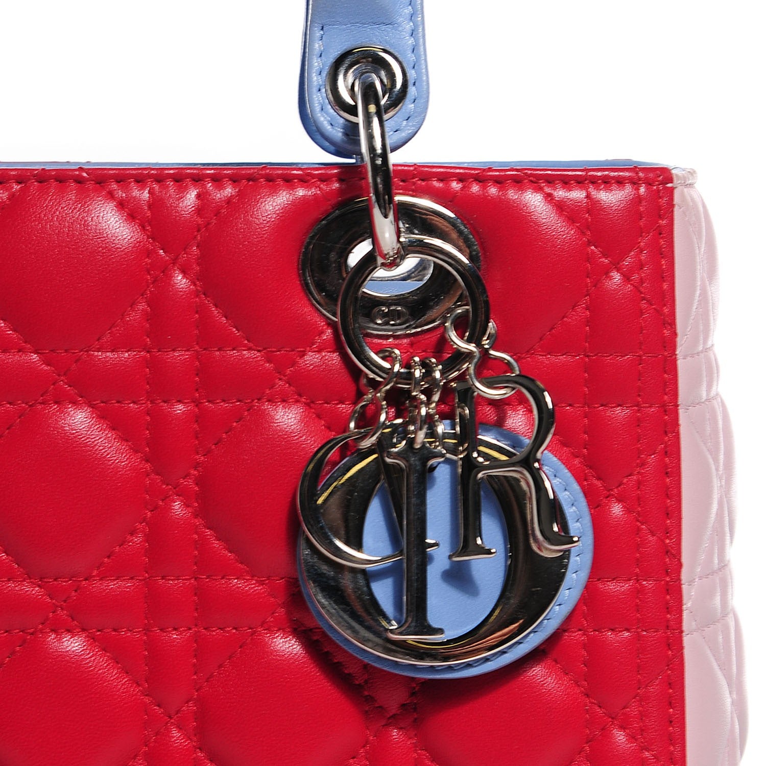 Christian Dior Lambskin Cannage Medium Tri-Color Lady Dior Red 6 of 9