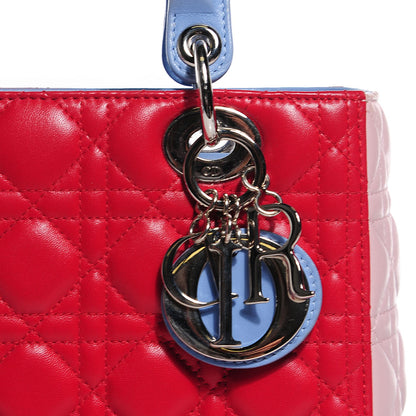 Christian Dior Lambskin Cannage Medium Tri-Color Lady Dior Red 6 of 9