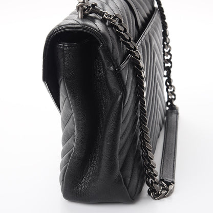 Saint Laurent Sheepskin Matelasse Chevron Monogram Large College Satchel Black 8 of 9