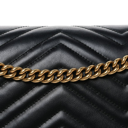 Gucci Calfskin Matelasse Medium GG Marmont Shoulder Bag Black 8 of 12