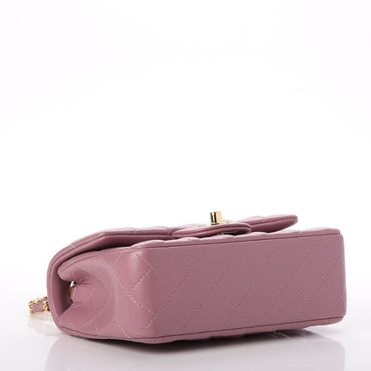 Chanel Lambskin Quilted Mini Rectangular Flap Pink 4 of 7