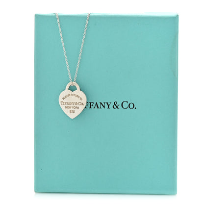 Tiffany Sterling Silver Enamel Small Return to Tiffany Heart Pendant Necklace Blue 7 of 7