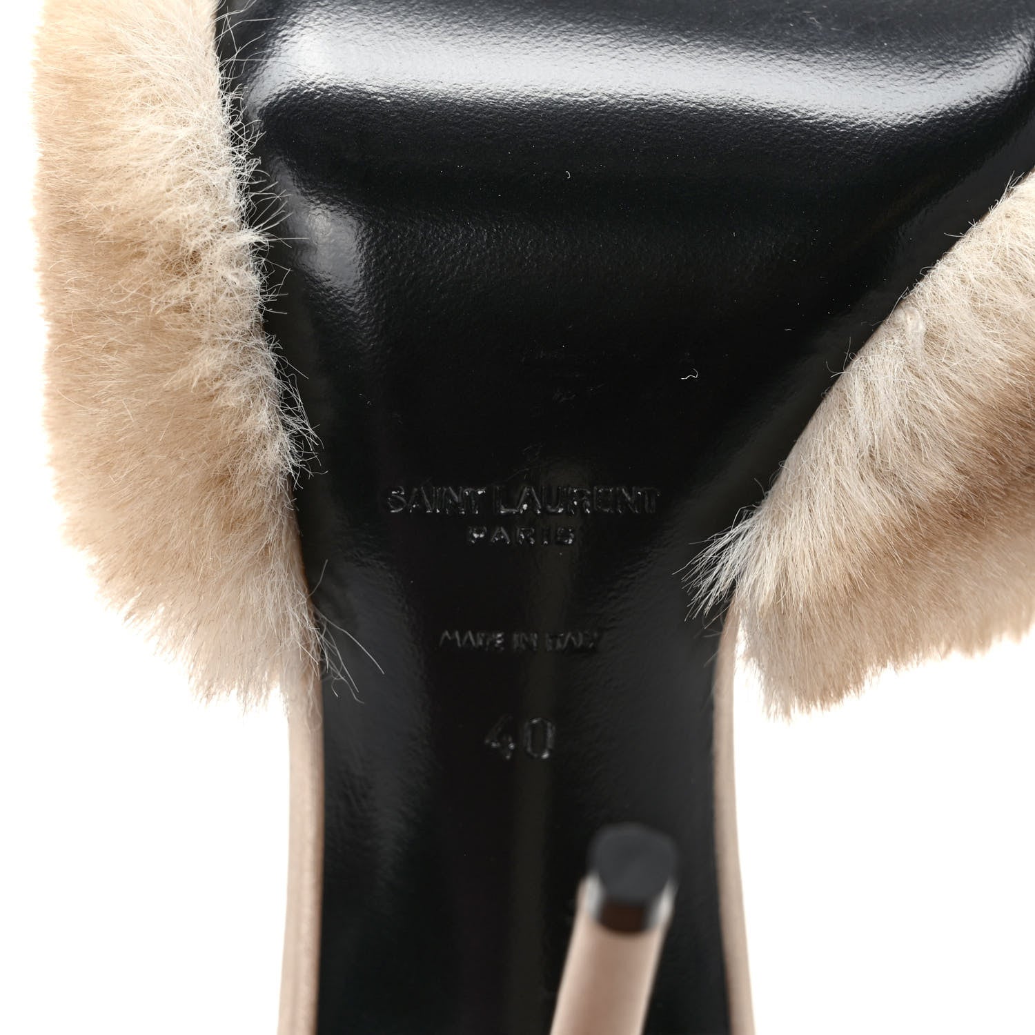 Saint Laurent Faux Fur La 16 Mule Sandals 40 Light Beige 6 of 7