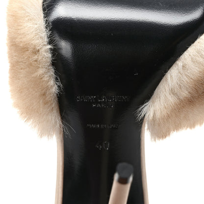 Saint Laurent Faux Fur La 16 Mule Sandals 40 Light Beige 6 of 7
