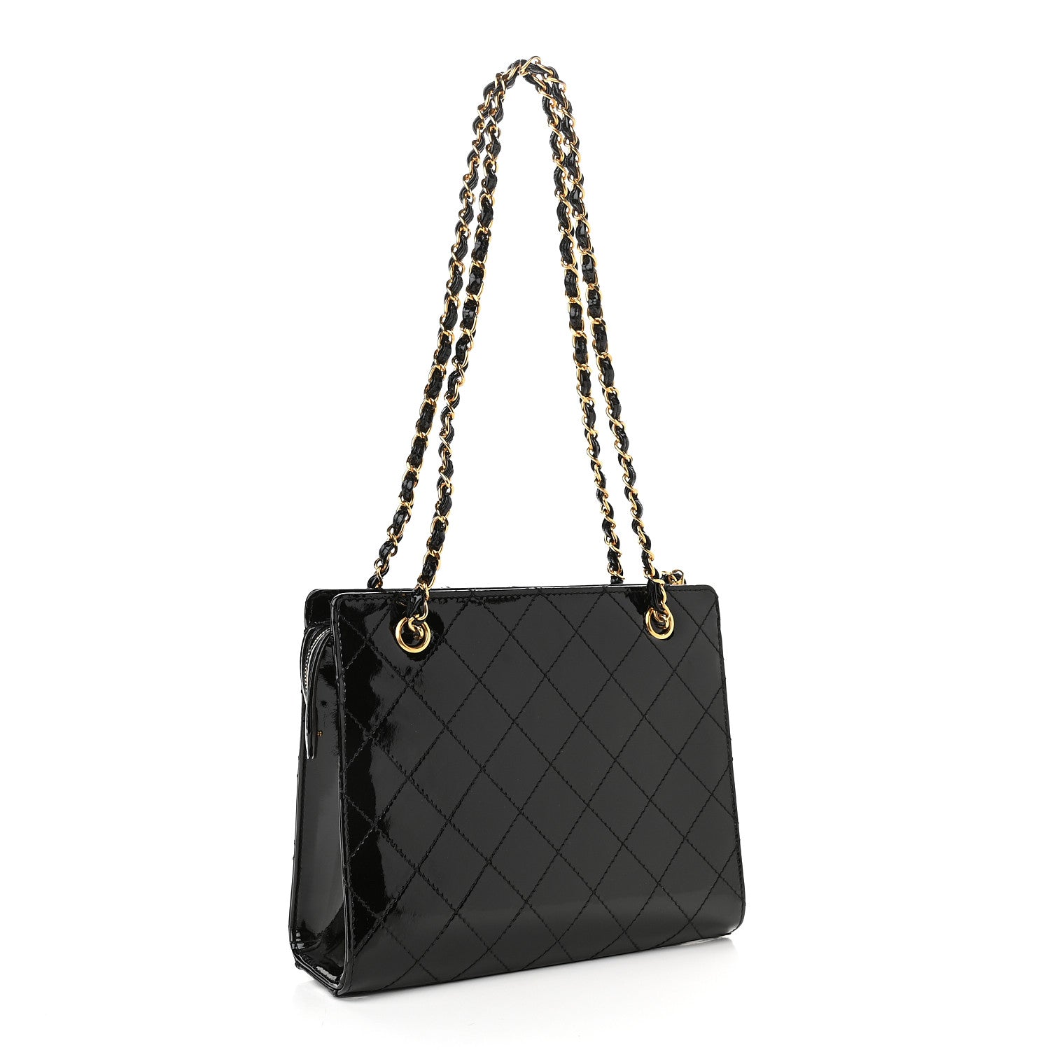 Chanel Patent Quilted Shoulder Bag Black 2 of 8