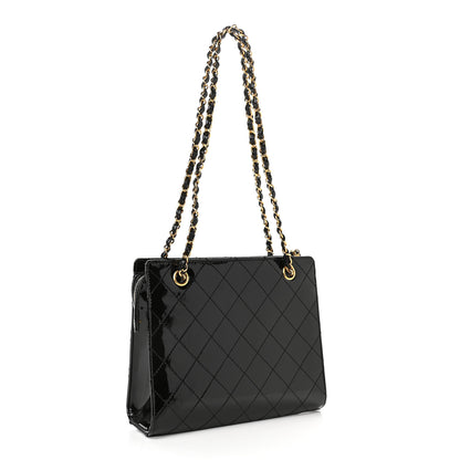 Chanel Patent Quilted Shoulder Bag Black 2 of 8