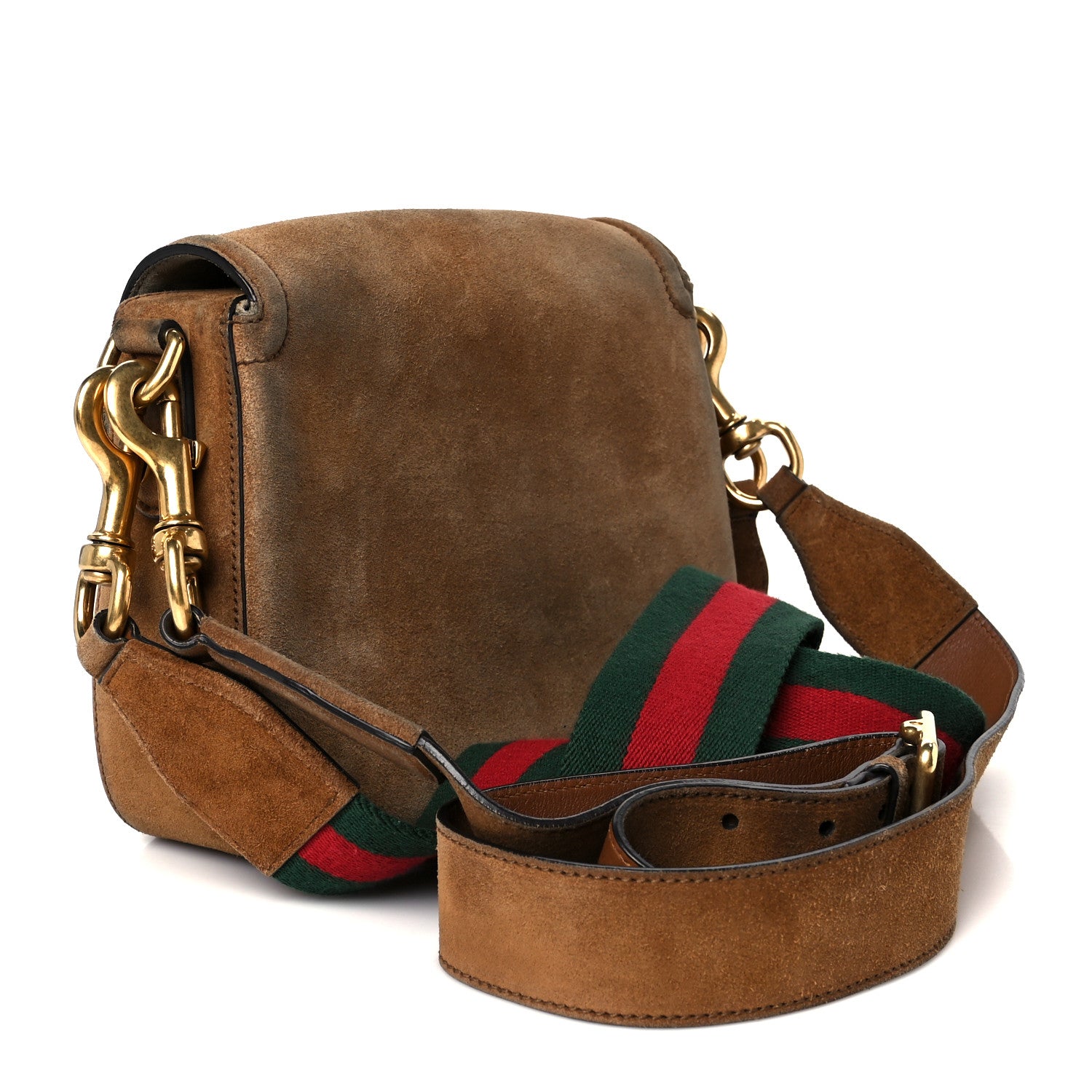 Gucci Suede Medium Lady Web Shoulder Bag New Marron 3 of 13