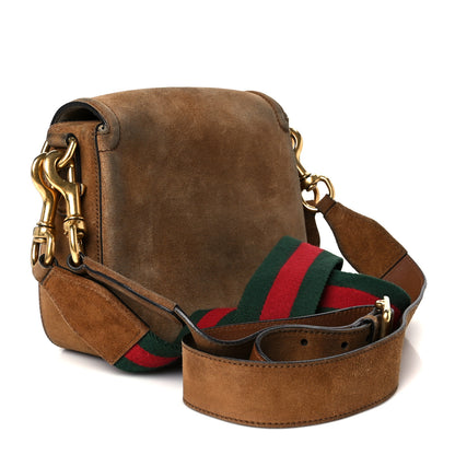 Gucci Suede Medium Lady Web Shoulder Bag New Marron 3 of 13