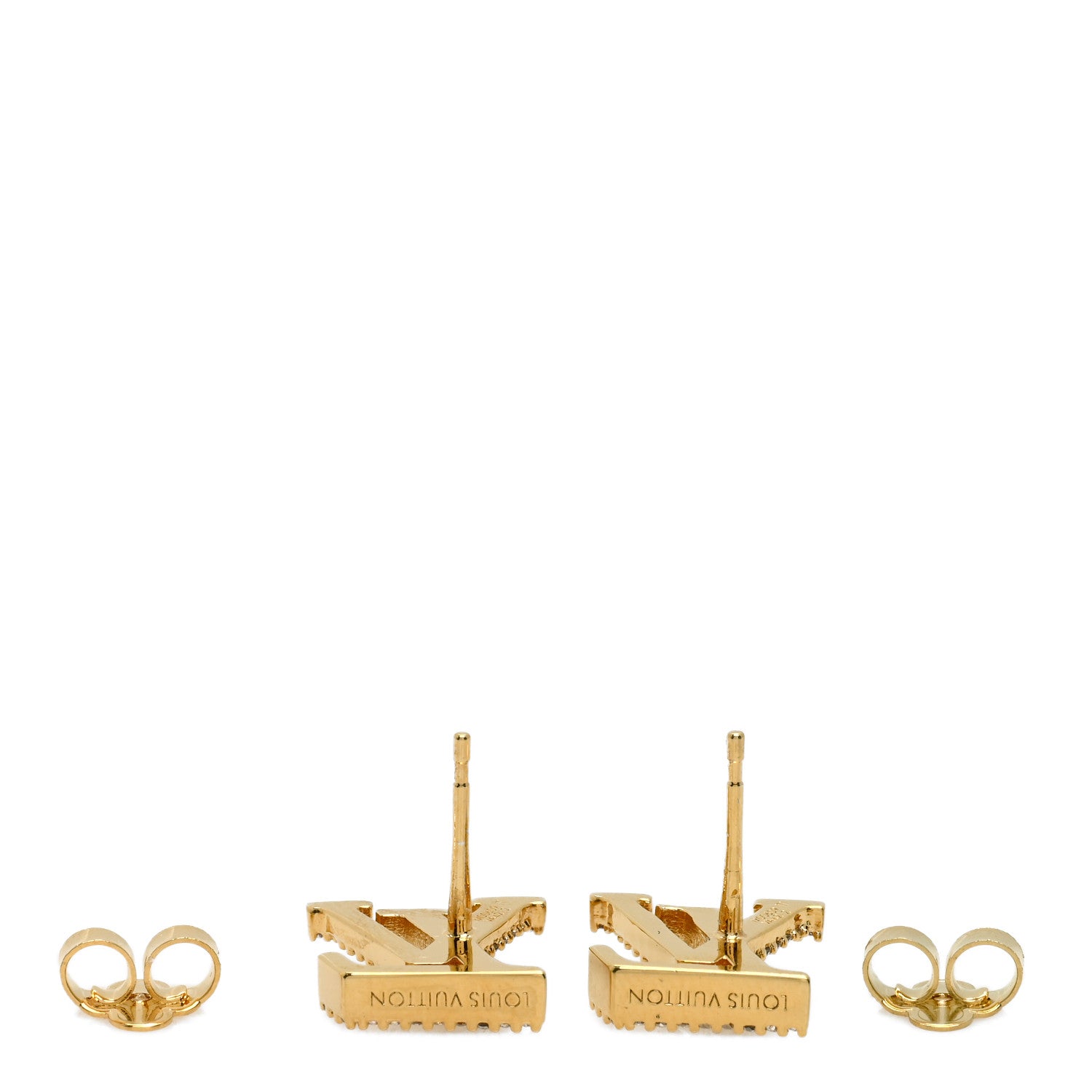 Louis Vuitton Metal Crystal LV Iconic Earrings Gold 2 of 3