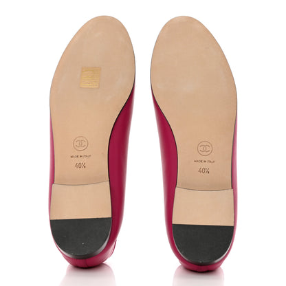 Chanel Goatskin Cap Toe CC Ballerina Flats 40.5 Bright Pink 5 of 9