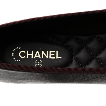 Chanel Lambskin Cap Toe CC Ballerina Flats 38 Purple 6 of 9