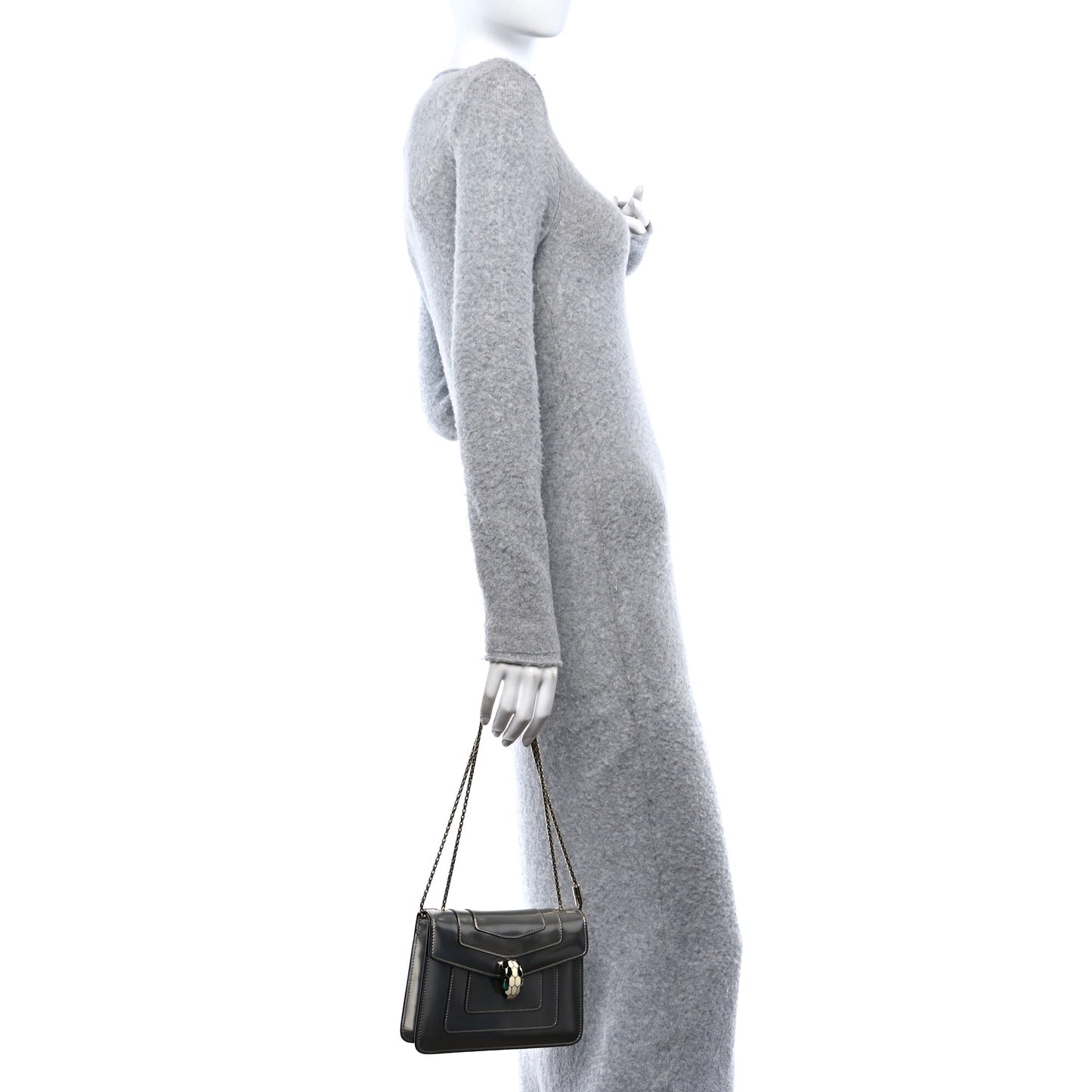 Metallic Calfskin Serpenti Forever Crossbody Bag Silver